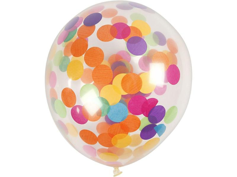 Creativ Company Luftballon Konfetti, Packungsgrösse: 4 Stück, Grösse: 23 cm, Motiv: Punkte, Produkttyp: Luftballon, Material: Gummi, Farbe: Mehrfarbig