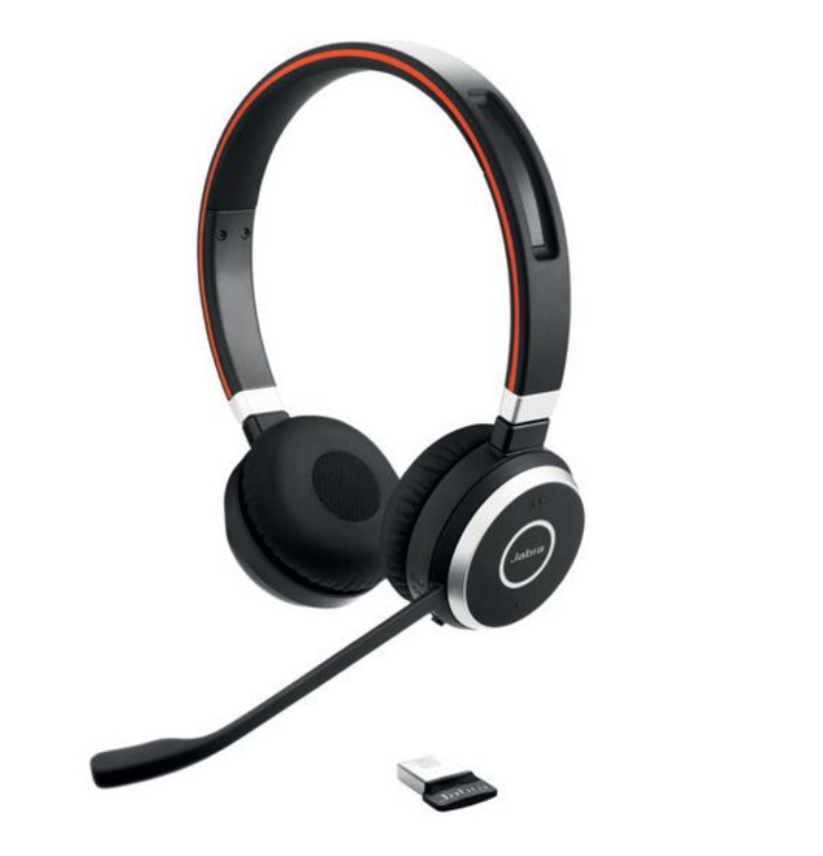 Jabra EVOLVE 65 MS Duo USB inkl. Ladestation/ (Überkopfbügel)/ USB Anschluss via Dongle, mit Mute-Taste und Lautstärke-Regler am Headset, Busylight integriert, Bluetooth, Diskreter Mikrofonarm, Ladestation, bis zu 10 Stunden Gesprächszeit/ Zertifizier