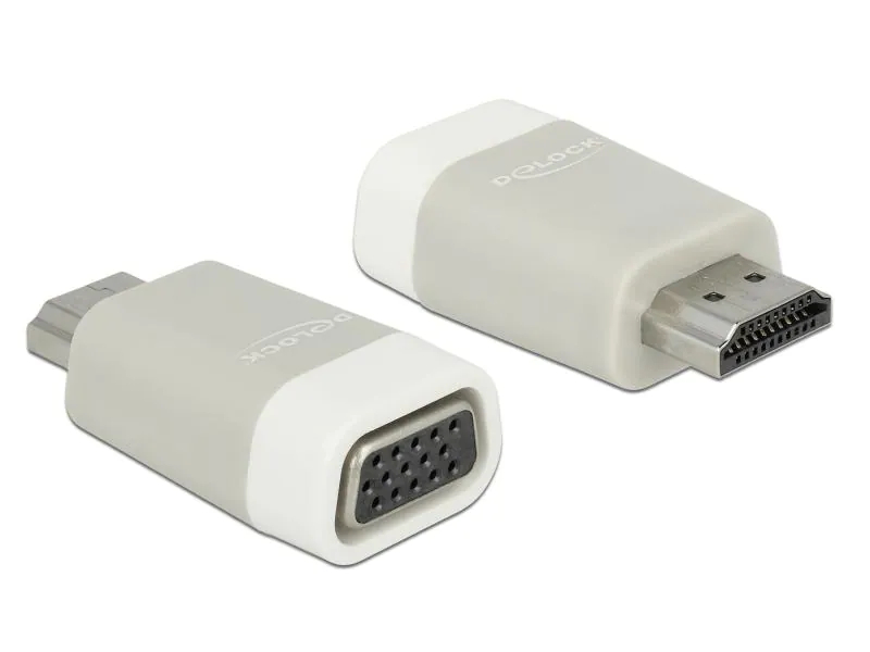 DeLock Adapter HDMI - VGA ohne Mutter, Weiss, Typ: Adapter, Videoanschluss Seite A: HDMI, Videoanschluss Seite B: VGA
