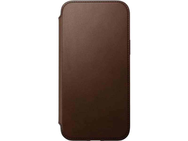 Nomad Book Cover Modern Leather Folio iPhone 14 Plus Braun