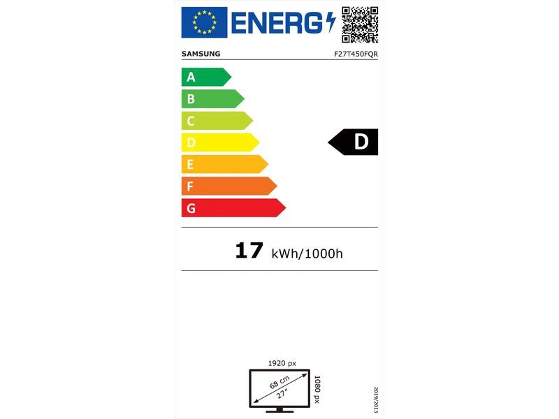 Samsung Monitor LF27T450FQRXEN, Bildschirmdiagonale: 27 ", Auflösung: 1920 x 1080 (Full HD), Anschlüsse: DisplayPort, HDMI, Anwendungsbereich: Business, Ergonomie: Schwenkbar, Pivot-Funktion, Höhenverstellbar, Neigbar, Curved: Nein