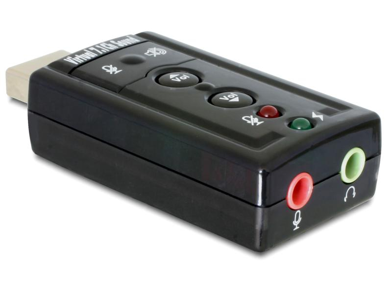 Delock Soundkarte USB2.0, Virtual 7.1, 24Bit/96Khz 3,5mm In/Out, Audiokanäle: 2.0, Schnittstelle Hardware: USB 2.0