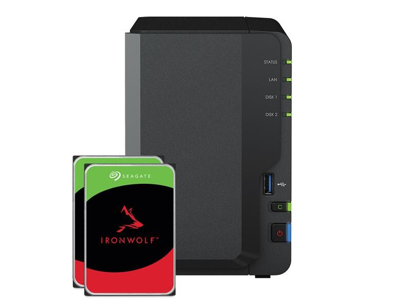 Synology NAS DiskStation DS223, 2-bay Seagate Ironwolf 12 TB, Anzahl Laufwerkschächte: 2, Speicherkapazität: 12 TB, Arbeitsspeicher erweiterbar: Keine Angaben, Schnittstellen: SATA, RAID: Ja, Hot-Swap Unterstützung: Ja