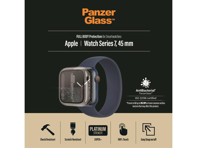 Panzerglass Displayschutz Full Body Apple Watch 7 (45 mm), Zubehörtyp: Displayschutz, Kompatible Hersteller: Apple, Kompatible Smartwatches: Apple Watch Series 7 41mm, Farbe: Transparent