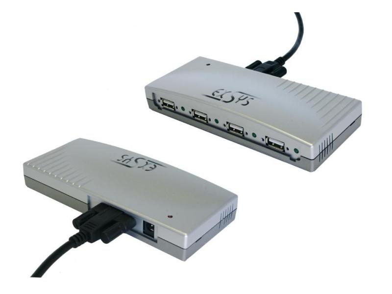 exSys EX-1163V, 4x USB 2.0, verschraubbar, inkl. Netzteil, silber