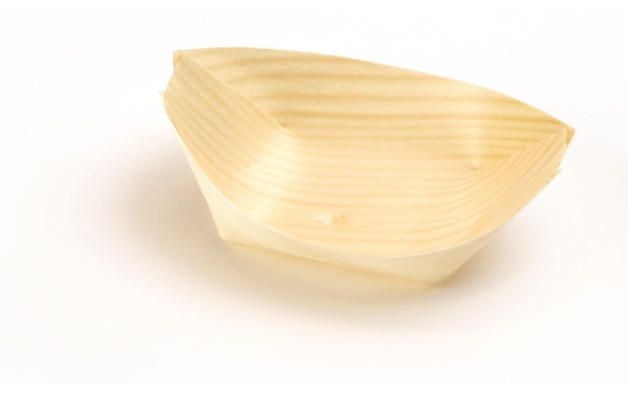 Sier Fingerfood-Schalen Holzboot 4.5 x 8 cm, 100 Stück, Art: Fingerfood-Schalen, Farbe: Hellbraun, Material: FSC®-Holz, Biologisch abbaubar: Ja, Verpackungseinheit: 100 Stück, Motto: Universal