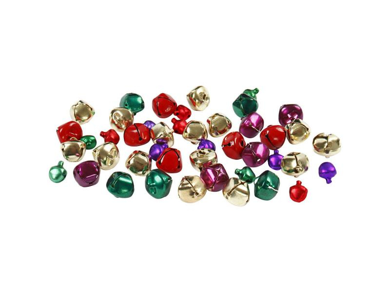 Creativ Company Glöckchen Ø: 10 + 14 mm 24 Stück, Selbstklebend: Nein, Verpackungseinheit: 24 Stück, Farbe: Gold, Violett, Grün, Pink, Rot, Produkttyp Kleinteile: Glöckchen