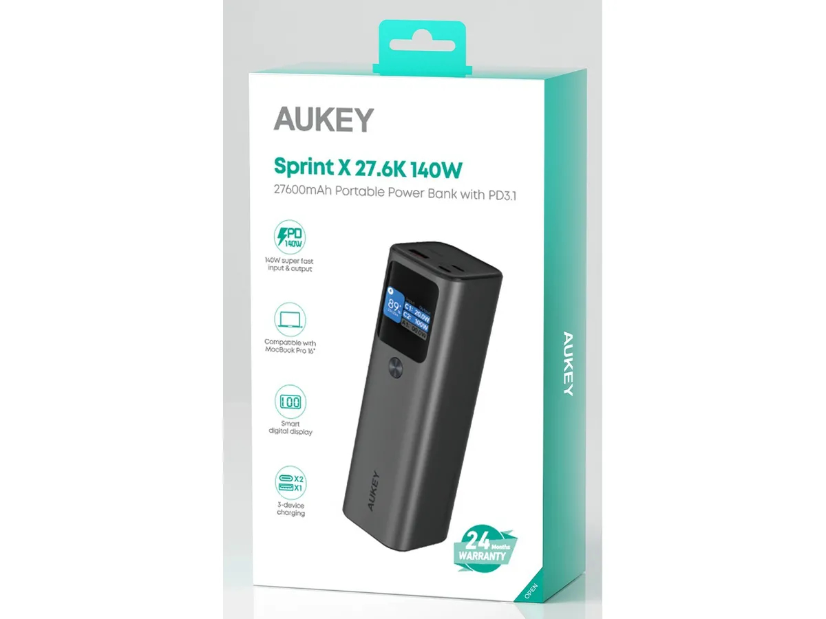 AUKEY SprintX 27600mAh Portable PB PB-Y45 140W PD 3.1, Black