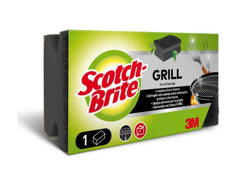 3M Reinigungsschwamm Scotch-Brite Grill 1 Stück, Material: Schaumstoff, Fleckenradierer: Nein, Geeignete Oberflächen: Grillplatten, Verpackungseinheit: 1 Stück, Farbe: Schwarz