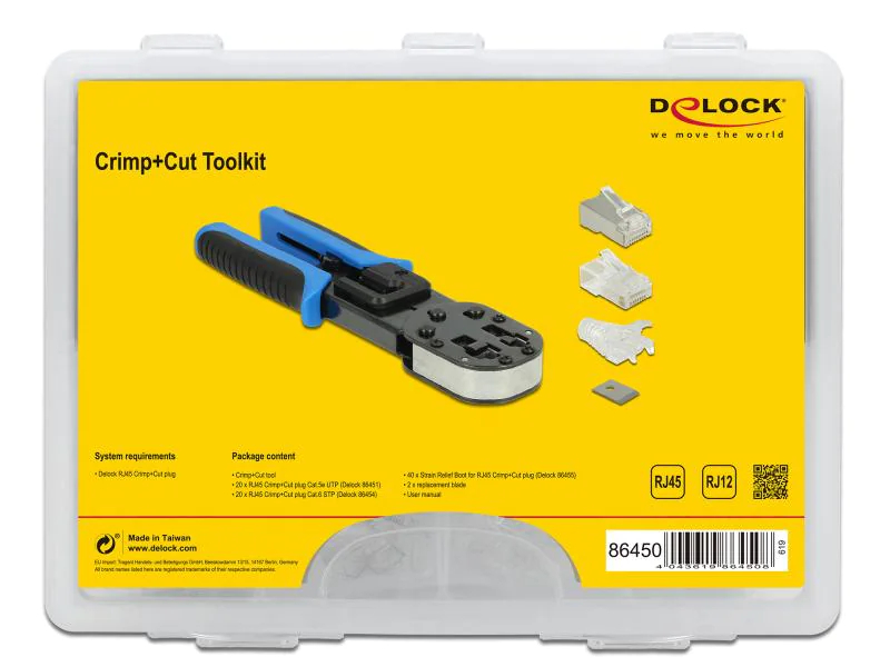 Delock Crimpset RJ45 Crimp&Cut Werkzeugset, Typ: Crimpzange, Länge: 21.2 cm