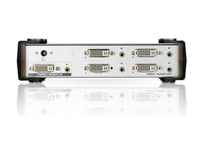 Aten 4-Port Signalsplitter DVI-I - DVI-I, Anzahl Ports: 4, Schnittstellen: 3,5-mm-Kopfhöreranschluss, DVI-I, Signalverstärkung: Aktiv