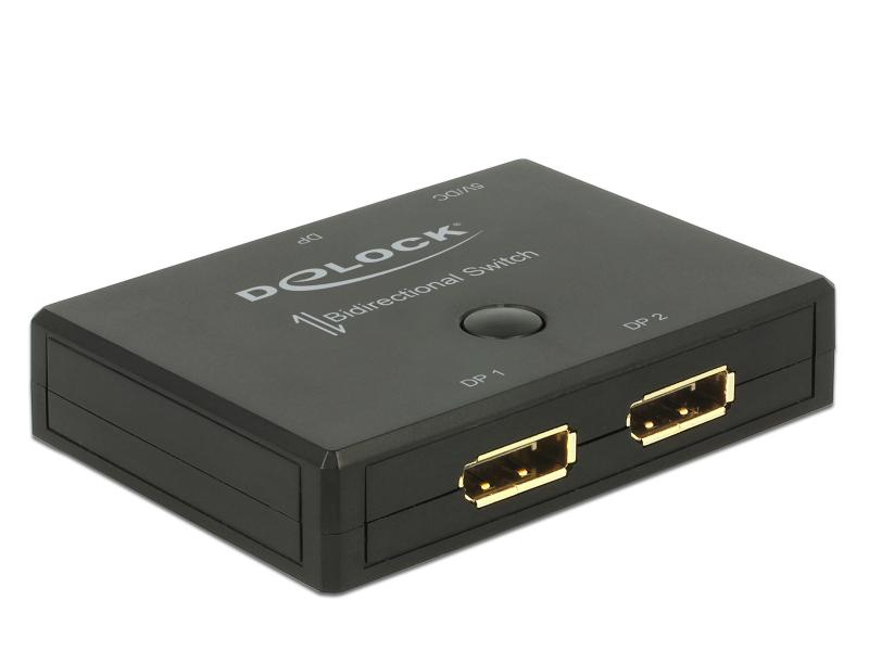 Delock Switchbox Displayport 2in/1Out, 2Out/1In, 4K/60Hz, Bedienungsart: Manuell, Anzahl Eingänge: 2 ×, Steckertyp Seite A: DisplayPort, Anzahl Ausgänge: 2 ×, Steckertyp Seite B: DisplayPort