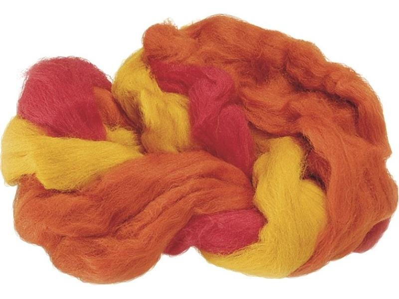 Heyda Filzwolle 3-Strang-Mix 50 g, Gelb/Orange/Rot, Farbe: Gelb, Orange, Rot, Filz Art: Filzwolle