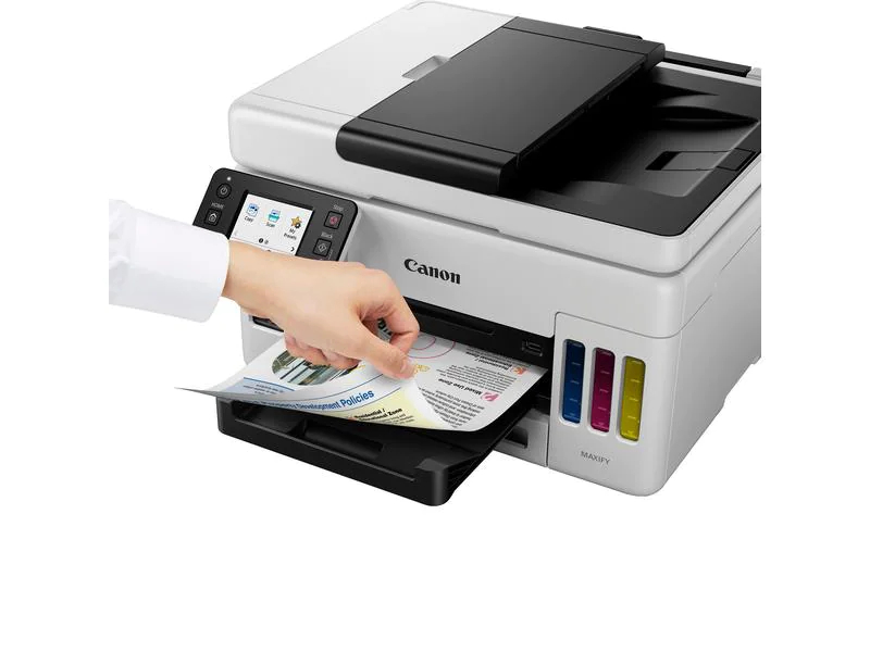 Canon Multifunktionsdrucker MAXIFY GX6050, Druckertyp: Farbig, Drucktechnik: Tintenstrahl, Total Fassungsvermögen Papierzuführungen: 350 Seiten, Mobildruck: Ja, Anzahl Papierzuführungen (maximal): 2, Druckgeschwindigkeit (farbig): 15.5 ppm