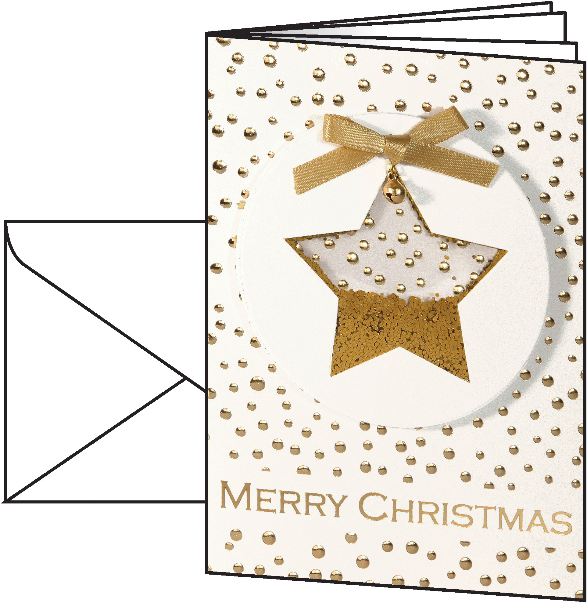 Sigel Weihnachtskarte Confetti Star, Verpackungseinheit: 10 Stück, Farbe: Gold; Weiss, Material: Karton, Produkttyp: Karten