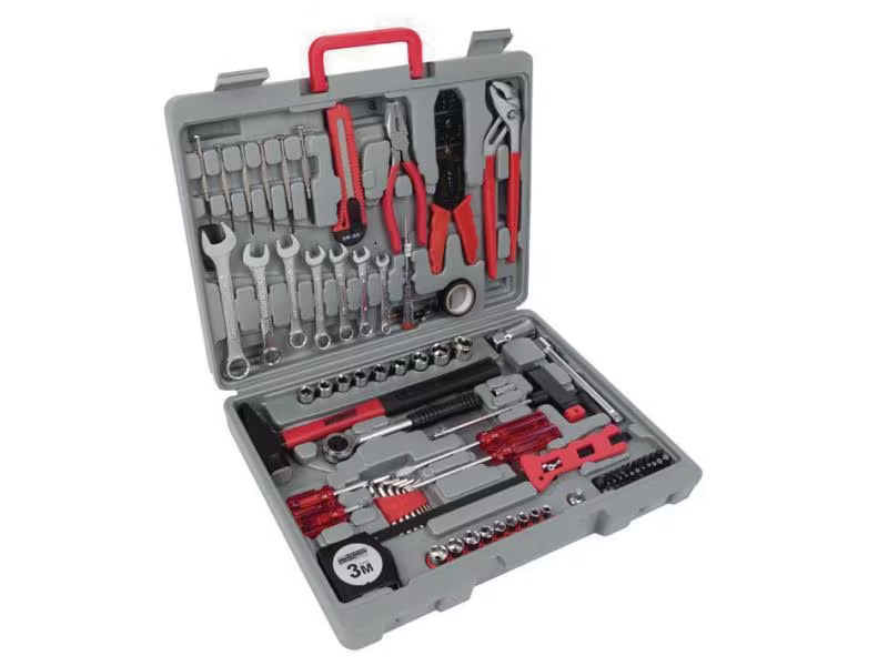 Toolland Werkzeug-Set HSET555 55-teilig, Anzahl Teile: 55 Stück, Produkttyp: Werkzeug-Set, Werkzeugtyp: Schraubenzieher-Set; Ringmaulschlüssel; Crimpzange; Steckschlüssel; Hammer; Zange; Bit