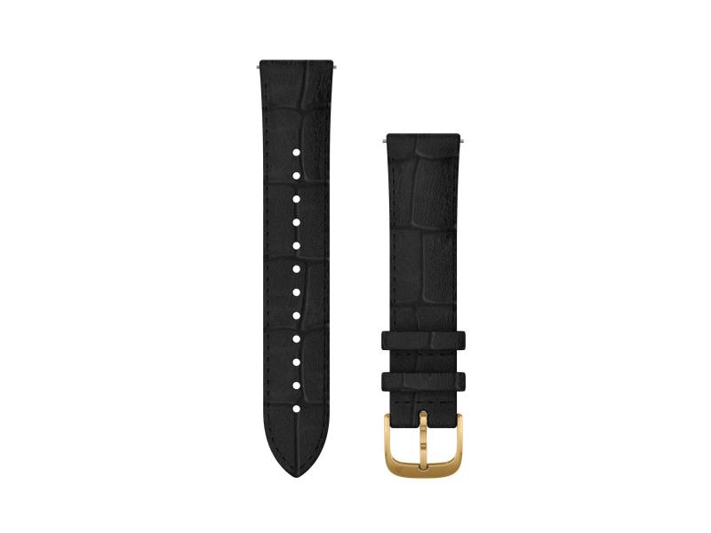 GARMIN Schnellwechsel-Armband 20 mm, Leder, Farbe: Schwarz, Gold