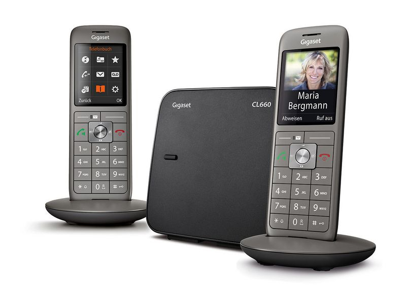 Gigaset Schnurlostelefon CL660 Duo DECT, Analog, Telefonkategorie: Analog; DECT, Funktionen: Babycall (mit zweitem Mobilteil); Repeater tauglich; Anrufer-Identifikation; Freisprechen, Farbe: Silber, Ausstattung: Kalender; Headset Anschluss; 22 Klingeltön