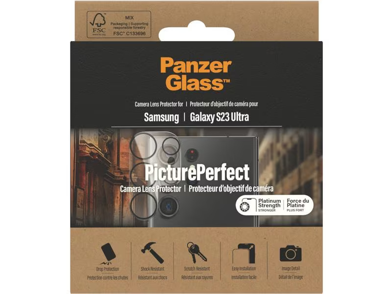 Panzerglass Camera Protector Samsung Galaxy S23 Ultra, Zubehörtyp Mobiltelefone: Kameraschutz, Detailfarbe: Transparent