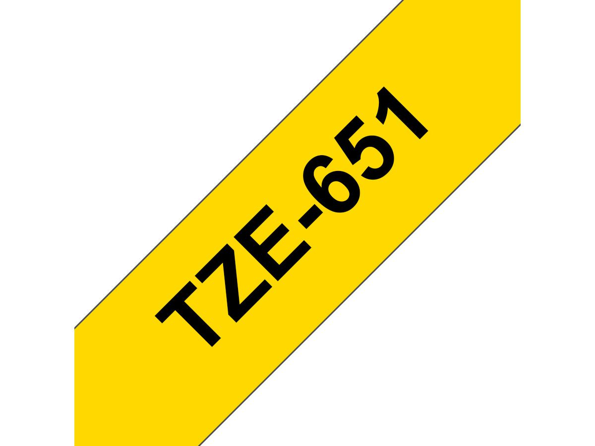 Brother Beschriftungsband TZe-651 Schwarz auf Gelb 24 mm
