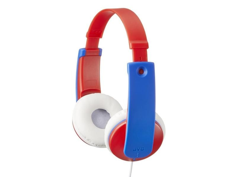 JVC On-Ear-Kopfhörer HA-KD7 Rot, Detailfarbe: Rot, Kopfhörer Ausstattung: Lautstärkebegrenzung, Verbindungsmöglichkeiten: 3.5 mm Klinke, Aktive Geräuschunterdrückung: Nein, Einsatzbereich: Kinderkopfhörer, Impedanz: keine Angabe ?