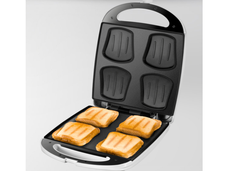 Unold Sandwich-Toaster Quadro Farbe: Weiss, Silber, Toaster Ausstattung: Aufwärmfunktion, Keine weitere Ausstattung, Toaster Kategorie: Klassischer Toaster, Toastscheiben: 4 ×