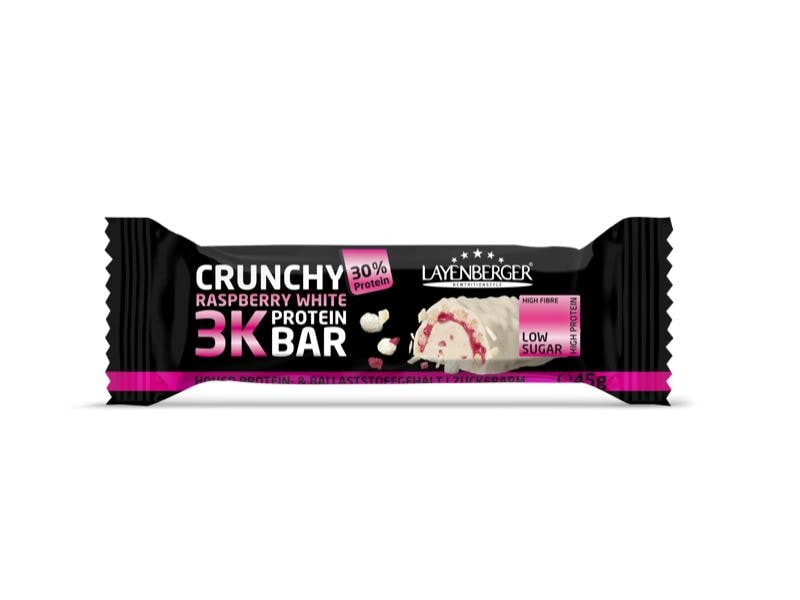 Layenberger Protein-Riegel Crunchy Raspberry 45 g, Produktionsland: Deutschland, Geschmacksrichtung: Himbeere, Weisse Schokolade, Anwendungszweck: Energie, Einnahme: Nicht relevant, Laktosefrei: Nein, Glutenfrei: Nein