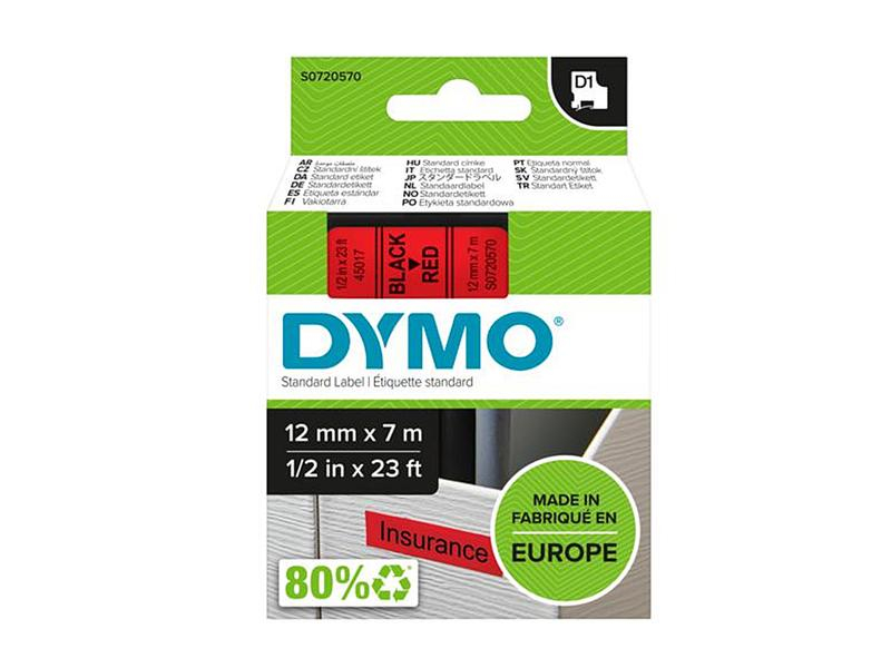 DYMO Schriftband D1 schwarz/rot S0720570 12mm/7m