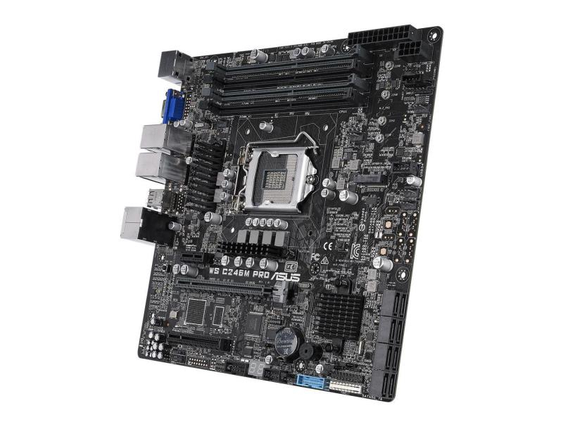 ASUS Mainboard WS C246M PRO, Arbeitsspeicher Bauform: DIMM, Arbeitsspeicher-Typ: DDR4, PCI Steckplätze: Keine, PCI-Express Steckplätze: 1x PCI-Express 3.0 x16, Integrierte Grafik, Prozessorsockel: LGA 1151, RAID Level: 10, Chipsatz: C246