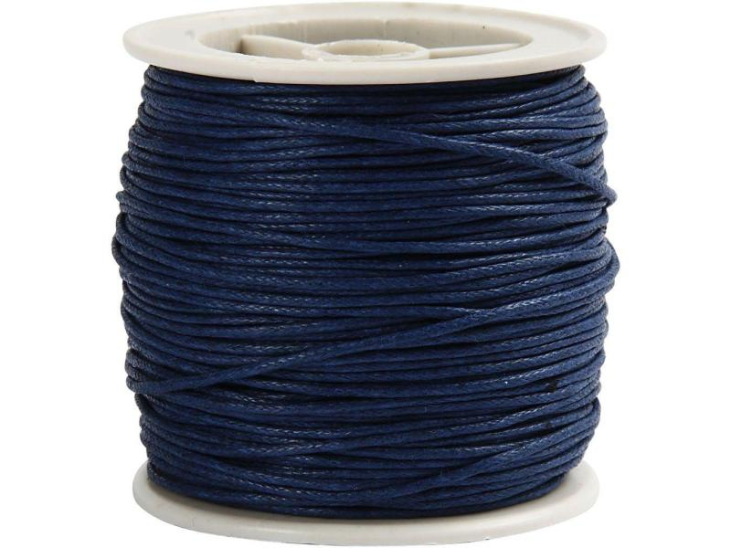 Creativ Company Baumwollband 1 mm gewachst, Länge: 40 m, Durchmesser: 1 mm, Farbe: Dunkelblau, Schmuckband-Art: Baumwollband