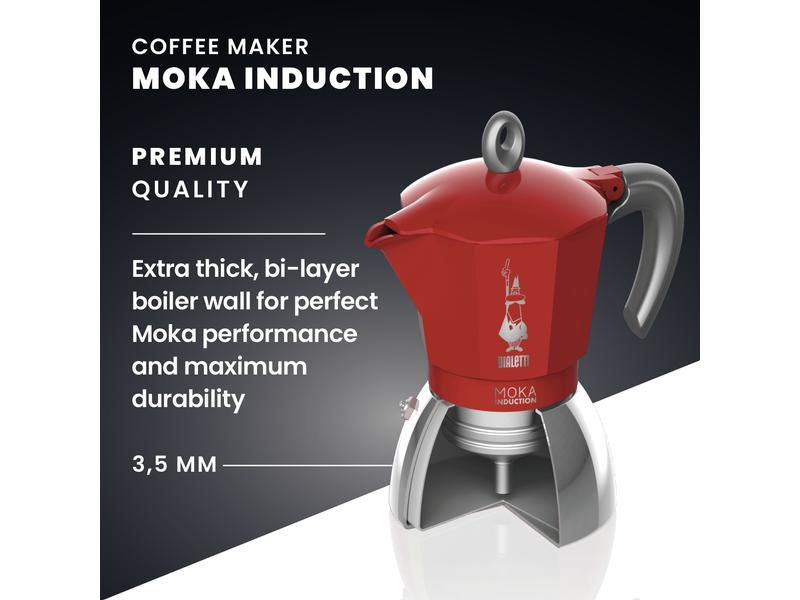 Bialetti Espressokocher New Moka Induktion 2 Tassen, Rot