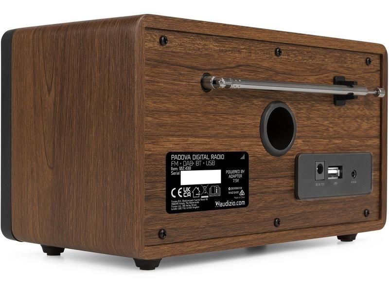 Audizio DAB+ Radio Padova Braun/Schwarz, Radio Tuner: FM, DAB+, Stromversorgung: Netzbetrieb, Detailfarbe: Braun, Schwarz, Ausstattung: Farbdisplay, Alarm, Weckfunktion, USB, 3,5 mm Klinke, LC-Display, Fernbedienung, Bluetooth, DAB+, FM Radio, Kopfhöreran