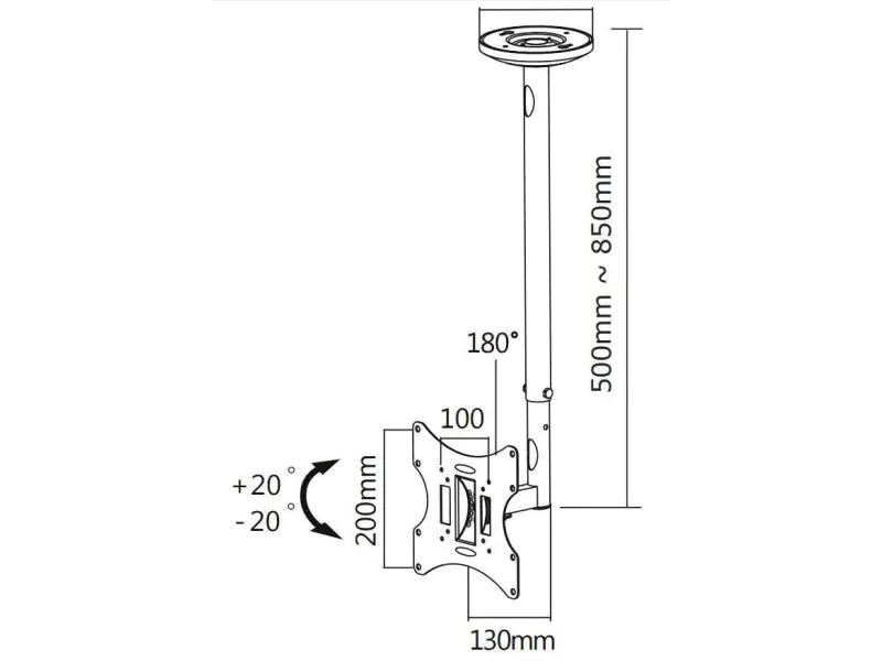 FPMA-C060BLACK 10-40" NewStar Flatscreen Ceiling Mount (Height: 60-85 cm) Black