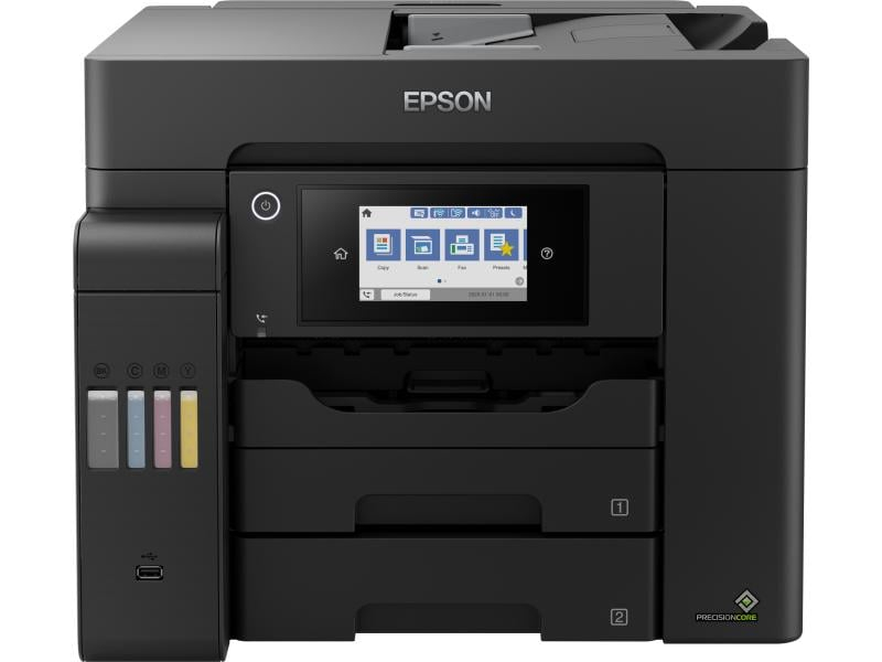 Epson ECO-Tank ET-5800, Farbe Tintenstrahl Drucker, A4, 25 Seiten pro Minute, Drucken, Scannen, Kopieren, Fax, Duplex und WLAN