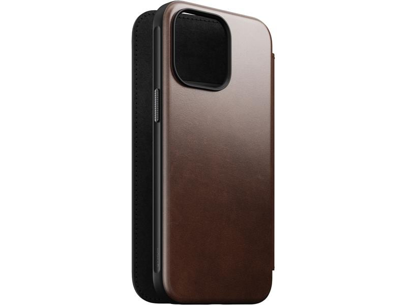 Nomad Modern Horween Leather Folio iPhone 15 Pro Max Rostbraun