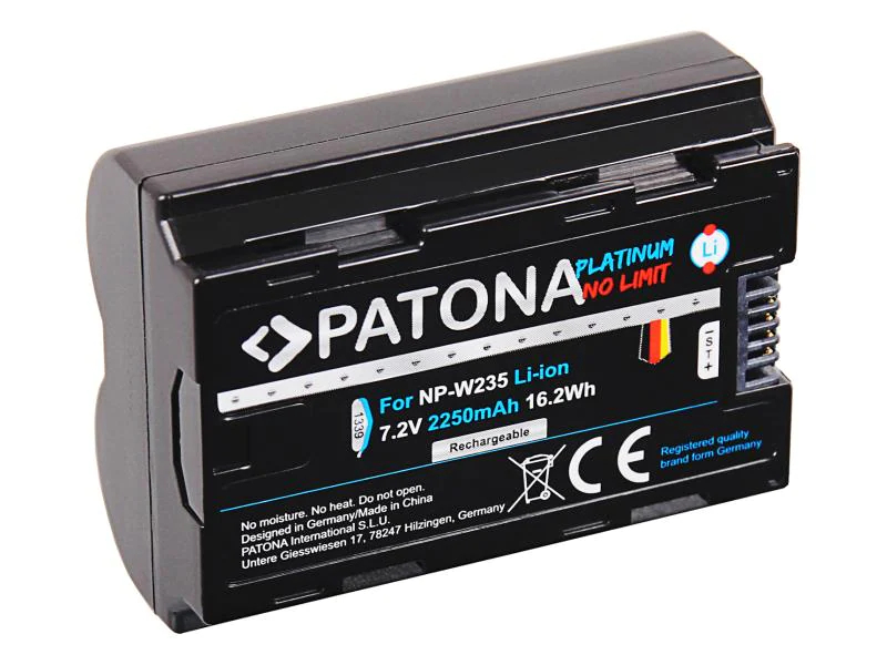 Patona Videokamera-Akku Fuji NP-W235, Kompatible Hersteller: Fujifilm, Kapazität Wattstunden: 16.2 Wh