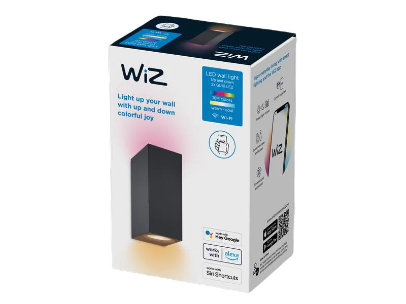 WiZ Deckenspot Up & Down, 2 x 4.7, 2200- 6500 K, Schwarz, Lampensockel: LED fest verbaut, Farbtemperatur Kelvin: 2200 bis 6500 K, Aussenanwendung: Nein, Gesamtleistung: 9.4 W, Lichtfarbe: RGB - farbig, Leuchten Kategorie: Deckenleuchte