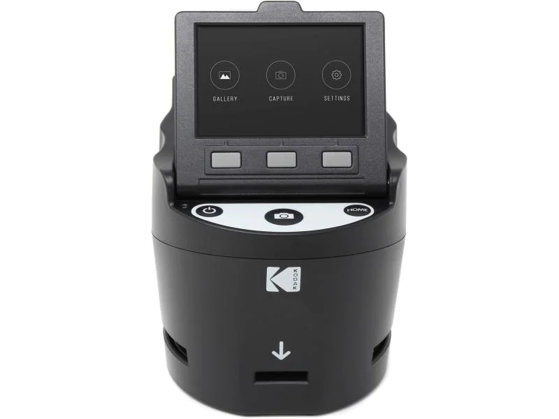 Kodak Filmscanner Scanza, Verbindungsmöglichkeiten: 3,5 mm Klinke, Mini-HDMI, Micro-USB, Scanner Funktionen: Negativ, Scanauflösung: 3000 dpi, Maximales Scanformat: 36.8 mm x 25.4 mm, LAN: Nein