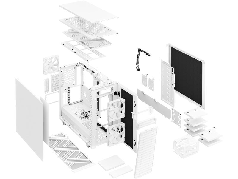 Fractal Design PC-Gehäuse Define 7 Weiss, Unterstützte Mainboards: E-ATX, ATX, Mini-ITX, Micro-ATX, Gehäuse Bauart: Mid-Tower, Detailfarbe: Weiss, Anzahl Lüfterplätze: 9, Sichtfenster: Nein, Netzteil vorinstalliert: Nein