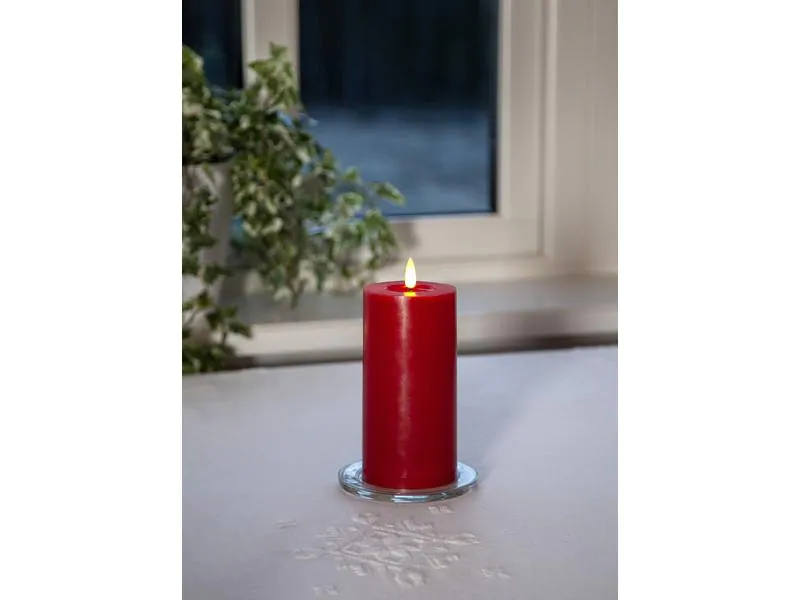 Star Trading LED-Kerze Pillar Flamme Flow, 17.5 cm, Rot, Betriebsart: Batteriebetrieb, Fernbedienung: Nein, Aussenanwendung: Nein, Höhe: 17.5 cm, Timerfunktion: Ja, Set: Nein