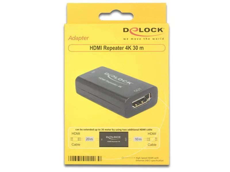 DeLock HDMI Repeater, Übertragungsart: HDMI, Anschluss Seite A: HDMI, Anschluss Seite B: HDMI