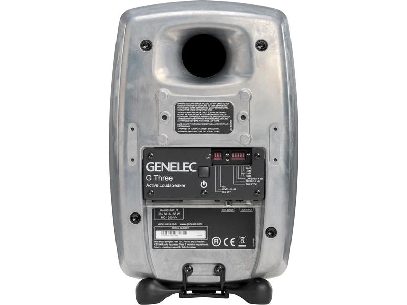 Genelec Studiomonitor G Three ? 50 Watt, Aluminium Raw, Monitor Typ: Nearfield Monitor, Midfield Monitor, Multimedia / Desktop, Lautsprecher Wege: 2-Wege, Lautsprecher Kategorie: Aktiv