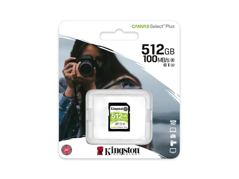 Kingston SDXC-Karte Canvas Select Plus UHS-I 512 GB, Speicherkartentyp: SDXC, Speicherkapazität: 512 GB, Geschwindigkeitsklasse: UHS-I, Lesegeschwindigkeit max.: 100 MB/s, Schreibgeschwindigkeit max.: 85 MB/s, Speicherkartenadapter: Kein Adapter