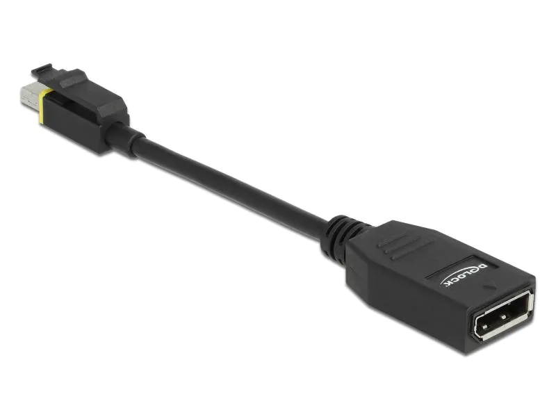 Delock Adapter MiniDisplayPort-DisplayPort 8K/60Hz, Einrastfunktion, Kabeltyp: Adapter, Videoanschluss Seite A: Mini-DisplayPort, Videoanschluss Seite B: DisplayPort