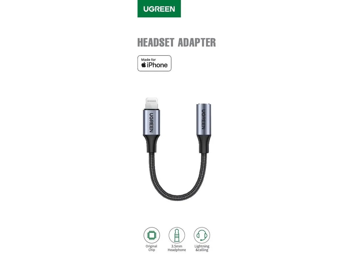 UGREEN Lightning to 3.5mm headphone 30756 jack adapter 10cm, Grey