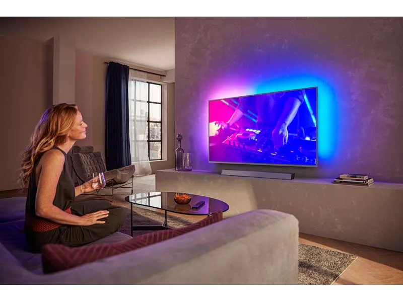 Philips Soundbar TAB8505/10, Verbindungsmöglichkeiten: Toslink, 3,5 mm Klinke, HDMI, Bluetooth, USB, WLAN, Audiokanäle: 2.1, Farbe: Silber, Soundbar Typ: Soundbar mit kabellosem Subwoofer, Ausstattung: Spotify Connect, DTS Play-Fi, Bluetooth, Dolby Atmo