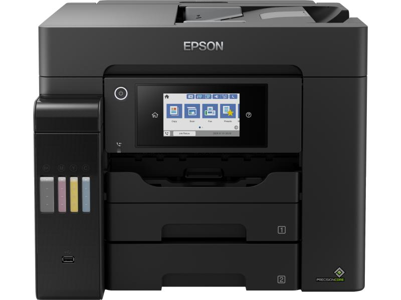 EPSON ECO-Tank ET-5850, Farbe Tintenstrahl Drucker, A4, 32 Seiten pro Minute, Drucken, Scannen, Kopieren, Fax, Duplex und WLAN