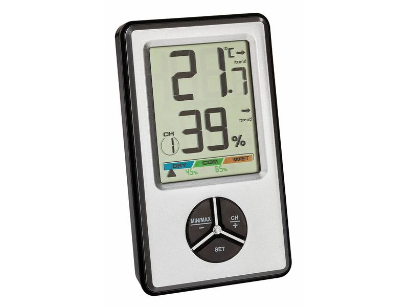 TFA Dostmann Thermo-/Hygrometer Digital, Detailfarbe: Silber, Anwendungsbereich: Temperatur-/Feuchtemessung, Typ: Thermo-/Hygrometer