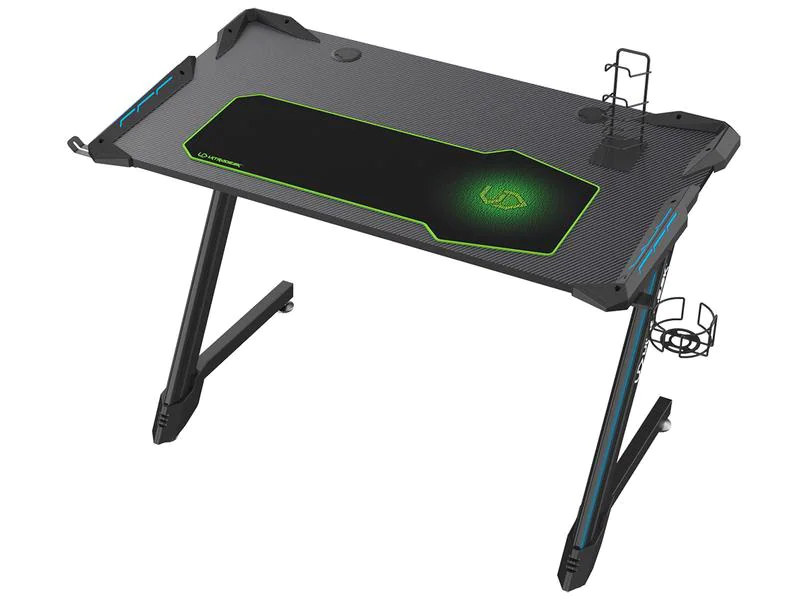 Ultradesk Gaming Tisch Space V2 Schwarz, Beleuchtung: Ja, Höhenverstellbar: Nein, Detailfarbe: Schwarz, Material: Aluminium