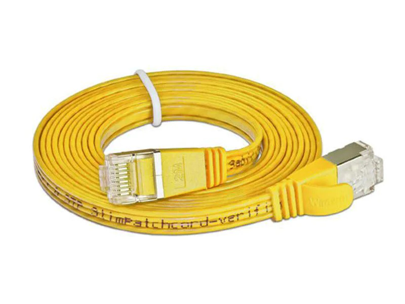 Wirewin Slimpatchkabel Cat 6, STP, 3 m, Gelb, Farbe: Gelb, Form: Flach, Zusatzfunktionen: Mit Klinkenschutz, Längenaufdruck auf Stecker, Länge: 3 m, Anschlüsse LAN: RJ45 - RJ45, Produkttyp: Slimpatchkabel